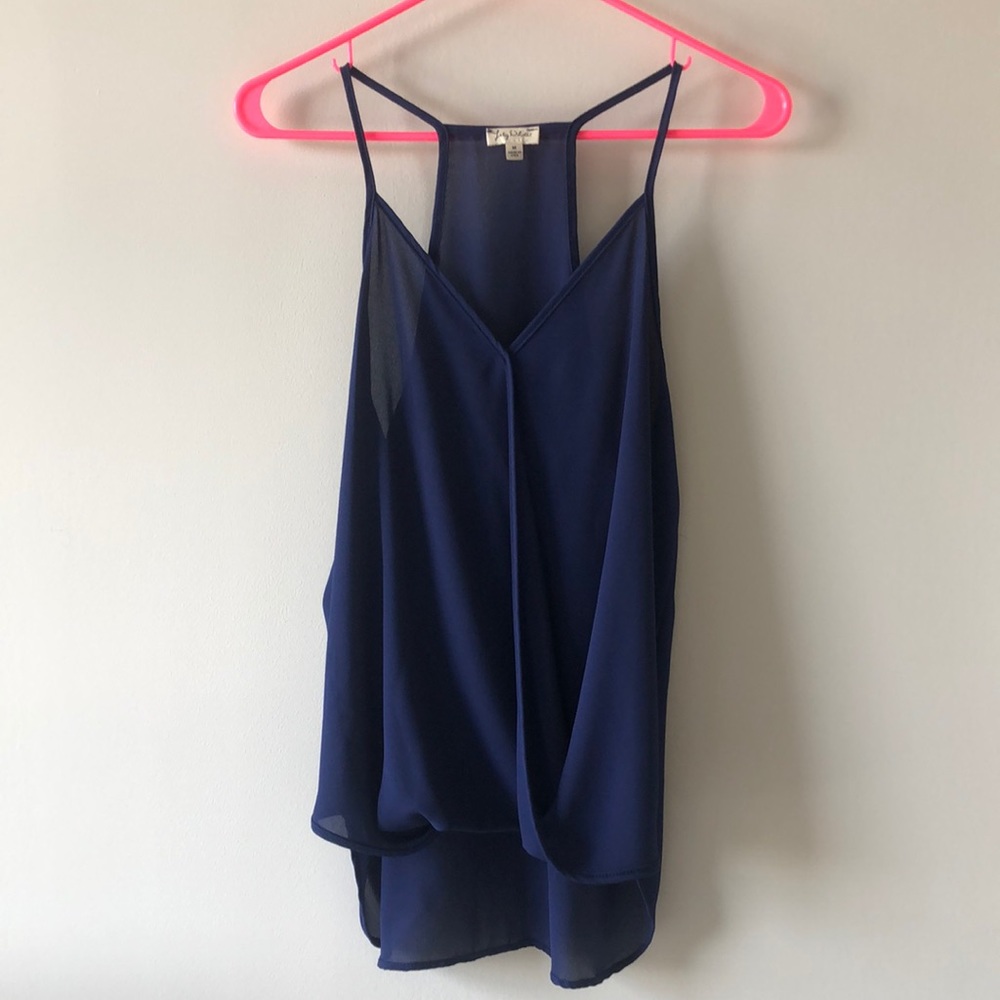 Navy Sheer Crossed Tank